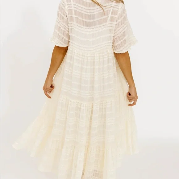 Worth Collective Kristin Tiered Ivory Maxi Dress | Bump Friendly | Size M - Picture 3 of 4